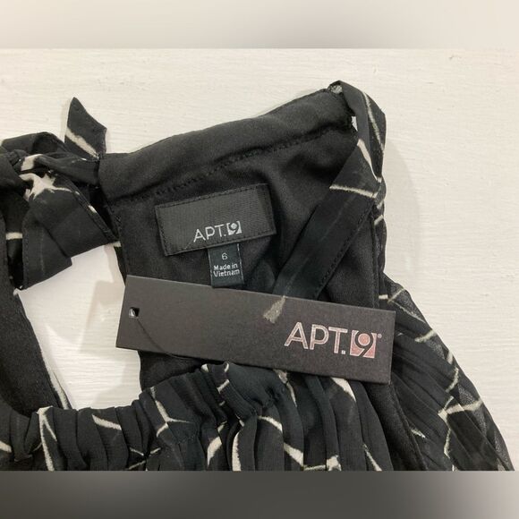 Apt 9 Dress Women’s 6 Black White Halter Chiffon Pleated Geometric - Picture 6 of 10